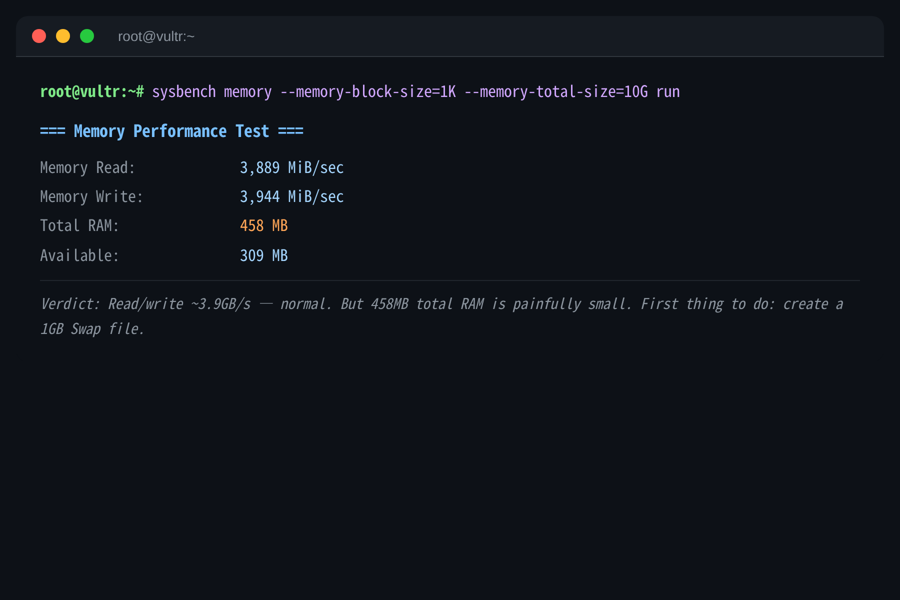 Memory Performance Terminal Screenshot