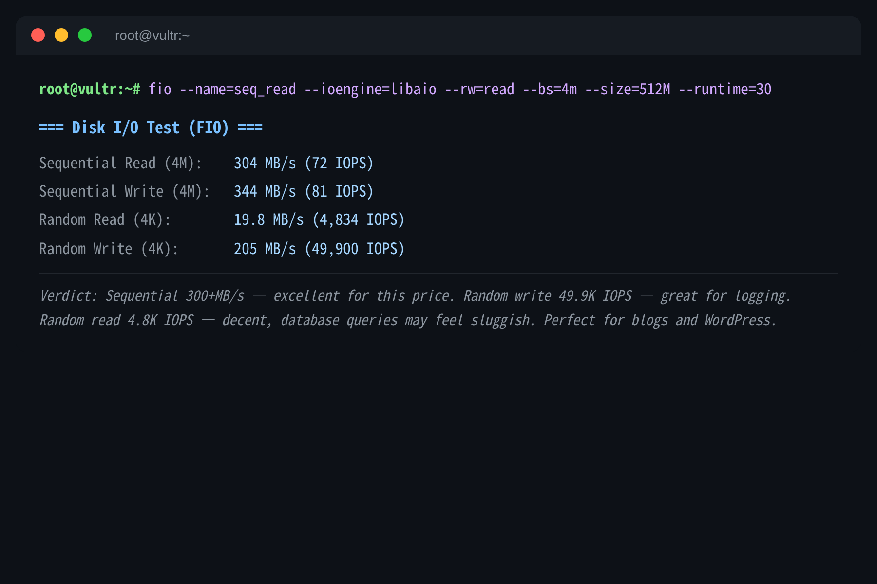 Disk I/O Terminal Screenshot