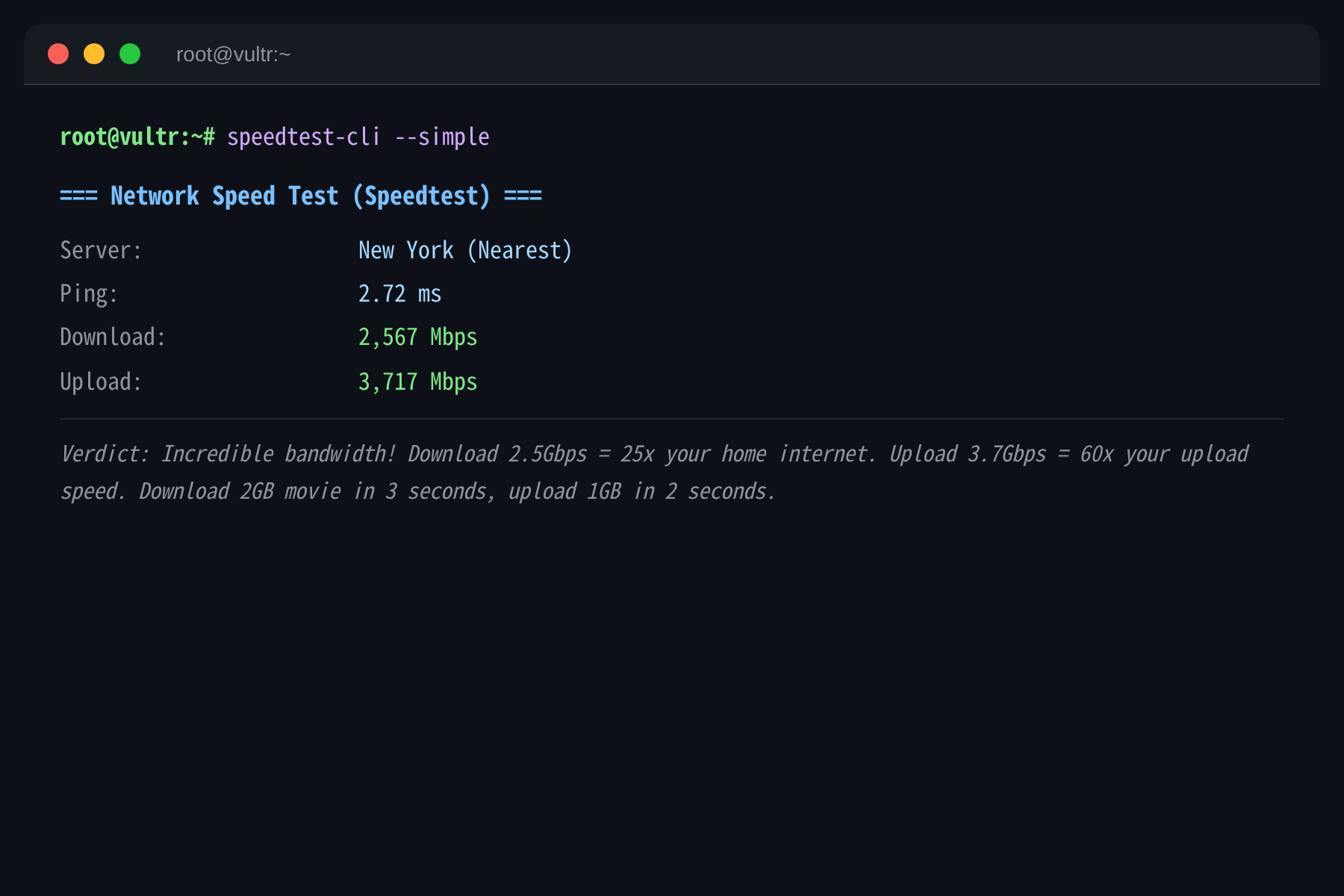 Network Speed Terminal Screenshot