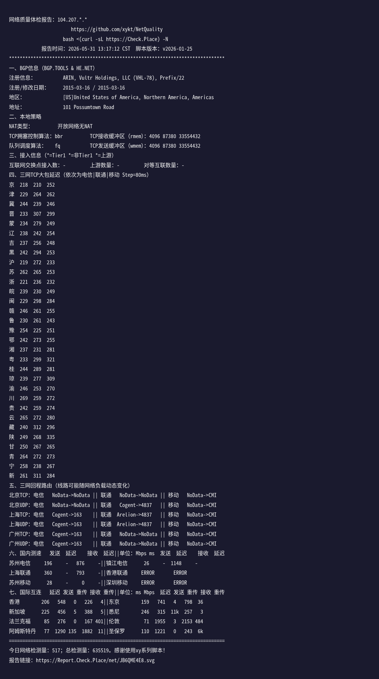 网络质量体检报告